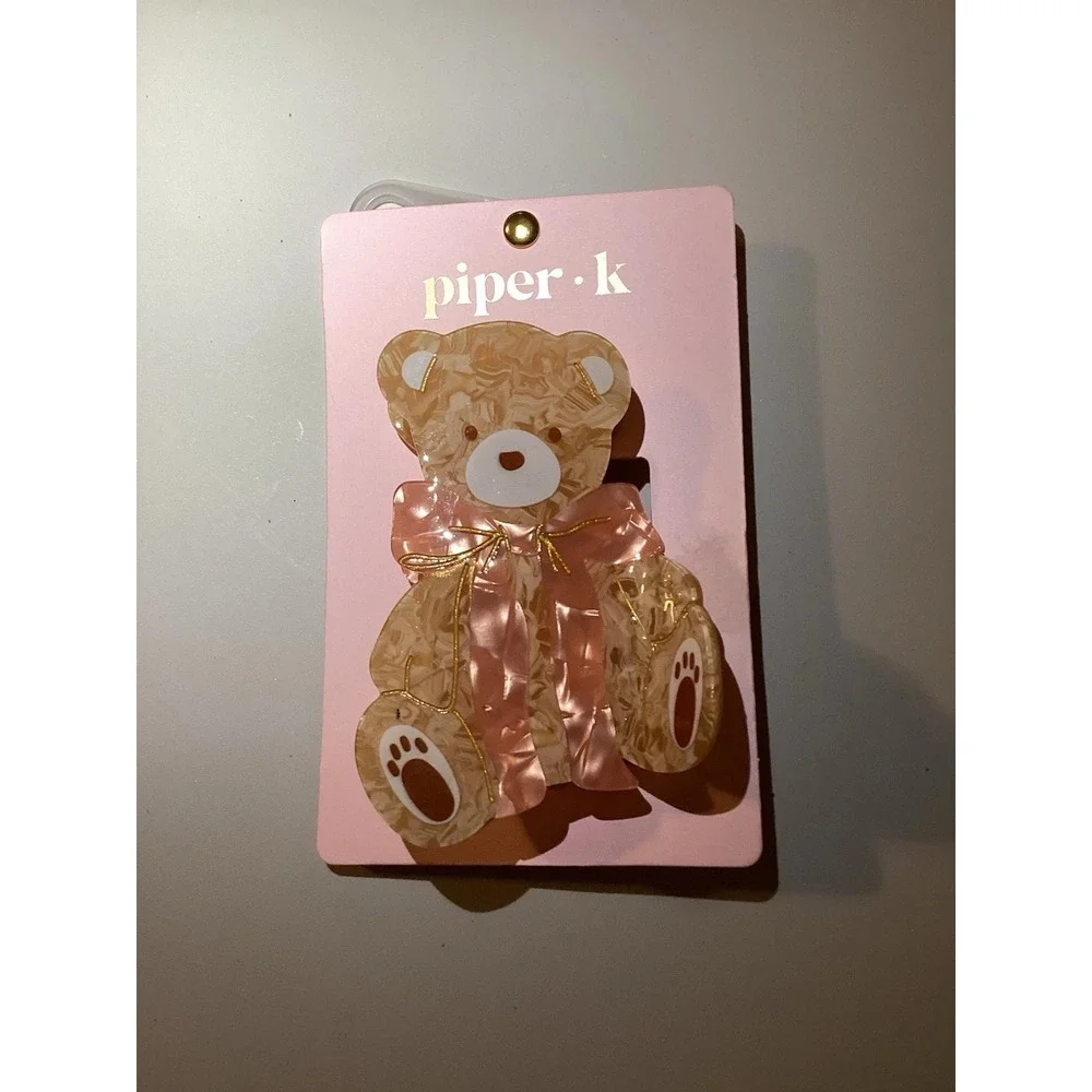 Piper K Teddy Bear Pink Boy Hair Claw Clip New